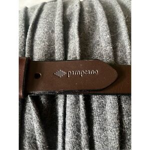 Pampeano Brown Leather Forrest Green Tribal Embroidered Belt sz 115 or 45” NWT